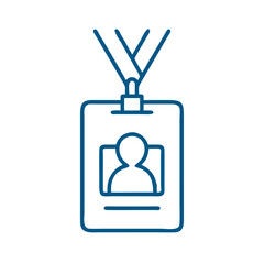 ID badge with lanyard icon in blue outline style