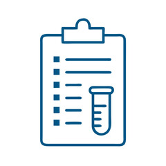 Medical checklist clipboard icon in blue outline style
