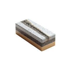 Cross-Section of Layered Stone Material Granite, Basalt, and Wood