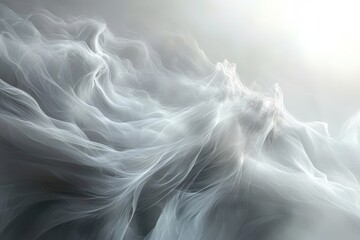 Obraz premium Abstract ethereal design of flowing light gray fabric.