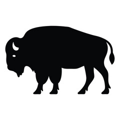 buffalo vector silhouette icon - , ideal for wildlife, safari, and animal-themed illustrations.