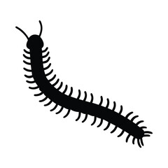 centipede vector silhouette icon - , ideal for wildlife, safari, and animal-themed illustrations.