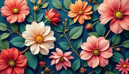 Intricate, flowing floral pattern; continuous, elegant design , nature, vibrant, swirls