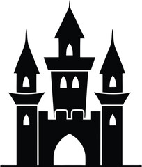 Simple castle vector silhouette EPS JPEG PNG