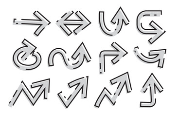 Arrows Hand Drawn vector collection, Arrow brush drawn, doodle symbols decorative element design, simple arrows.on a white background vector illustration