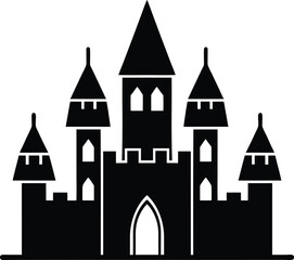 Obraz premium Artisan castle vector silhouette - intricate towers outline, EPS JPEG PNG