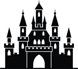Fototapeta premium Fantasy castle vector art - towering palace silhouette, JPEG EPS PNG clipart