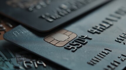 Close-up of Credit Cards Detailing Security Chip and Numbers
