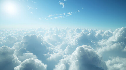 Naklejka premium serene scene of clear blue skies with wispy white clouds peacefully drifting in the airy atmosphere creating a tranquil copy space image