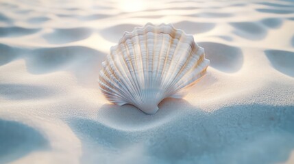 Delicate seashell image against subtle watery background