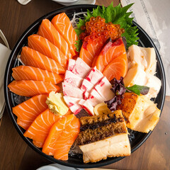 Japan Food Fresh Salmon, Torched Salmon, Salmon Belly & Salmon Roe