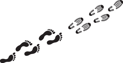 Set different human footprints. Baby footprint - stock vector.