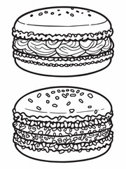 Macaroons sweet food line art simple design style.eps