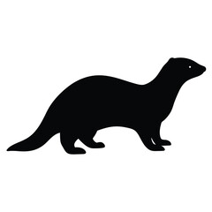 ferret vector silhouette icon - , ideal for wildlife, safari, and animal-themed illustrations.