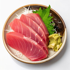 Japan Food Top View AKAMI SASHIMI, Bluefin Tuna Sashimi