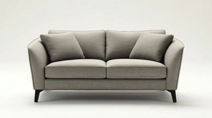 Grey loveseat on white surface