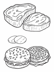 meat beef line art elegant simple food sketch.eps