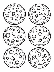 Matcha cookies with white chocolate chips line art sketch.eps