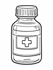 medicine bottle glass simple line art illustration.eps