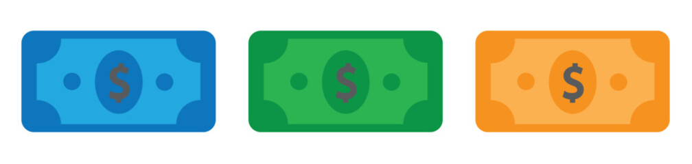 colorful dollar banknotes on white background, Payment with money icon