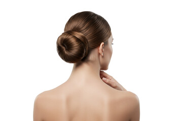 Fototapeta premium elegant woman with a classic updo hairstyle, Transparent background