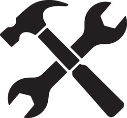 Wrench and hammer, tools icon