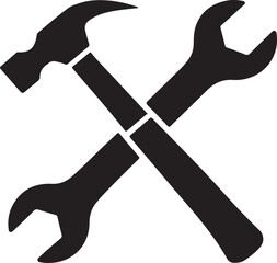 Wrench and hammer, tools icon