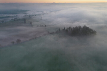 Fog in Saint-Cyr-en-Pail, Pays de la Loire, France