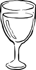 Handdrawn Lineart Wine on Glass Vector Illustration