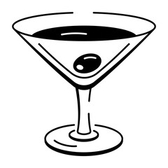 A hand drawn style icon showing a martini glass
