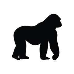 gorilla vector silhouette icon - , ideal for wildlife, safari, and animal-themed illustrations.