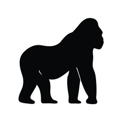 gorilla vector silhouette icon - , ideal for wildlife, safari, and animal-themed illustrations.