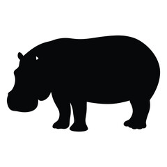 hippo vector silhouette icon - , ideal for wildlife, safari, and animal-themed illustrations.