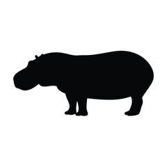 hippo vector silhouette icon - , ideal for wildlife, safari, and animal-themed illustrations.