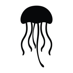 jellyfish vector silhouette icon - , ideal for wildlife, safari, and animal-themed illustrations.