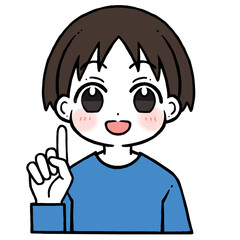 1を出す男の子のイラスト
