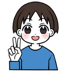 2を出す男の子のイラスト