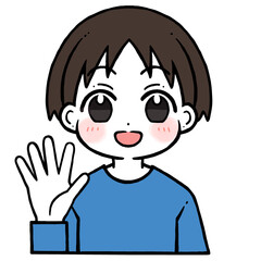 5を出す男の子のイラスト