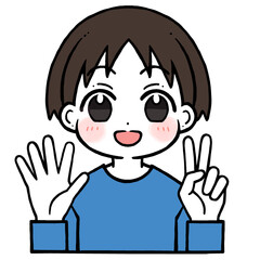 7を出す男の子のイラスト
