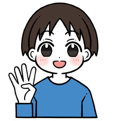 4を出す男の子のイラスト