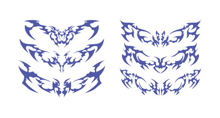 Ink Pattern Set with Edgy Forms - Perfect for body art, digital illustrations, and design inspiration.