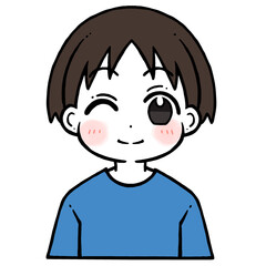 ウインクで微笑む男の子のイラスト