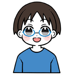 笑う眼鏡の男の子のイラスト