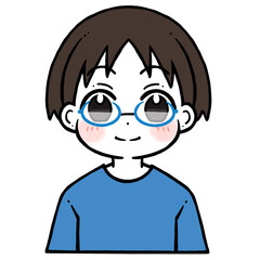 微笑む眼鏡の男の子のイラスト