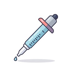 Dropper Tool with Liquid Drop, Science Equipment, Minimalist Design Element