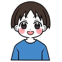 照れる笑った顔の男の子のイラスト