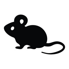 mouse vector silhouette icon - , ideal for wildlife, safari, and animal-themed illustrations.