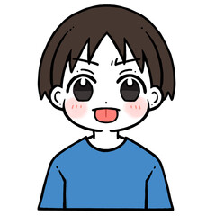 舌を出す怒った男の子のイラスト