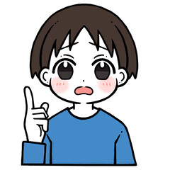 Obraz premium 困り顔で人差し指を立てる男の子のイラスト