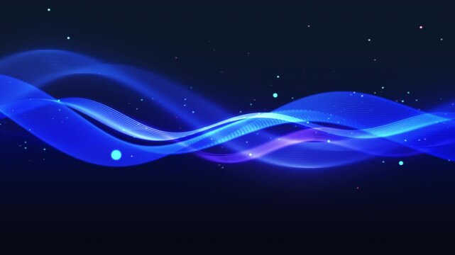 青い海にたゆたうデジタルウェーブ（抽象的で動きのあるウェーブアート）